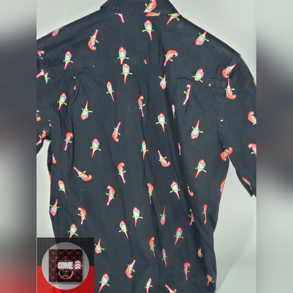 GEORGE Classic Fit Casual Button Down/ Tropical Parrot All Over Print - Picture 5 of 7
